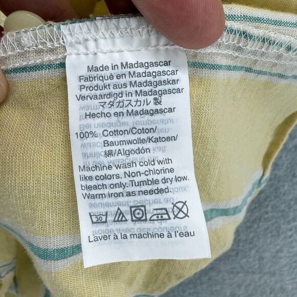 Madewell Womens Size XXS Yellow Green Atlantic Stripe Blouse Button Front Top - Picture 6 of 13